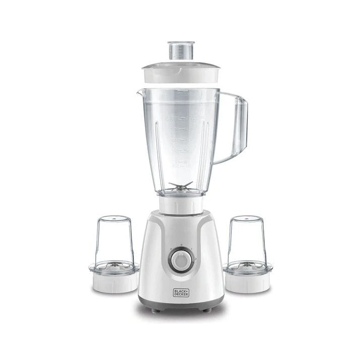 Black+Decker 400W Blender With 2 Grinder Mills And Chopper Mill, 1.5L Capacity, Durable Plastic Build - White - BX4000-B5