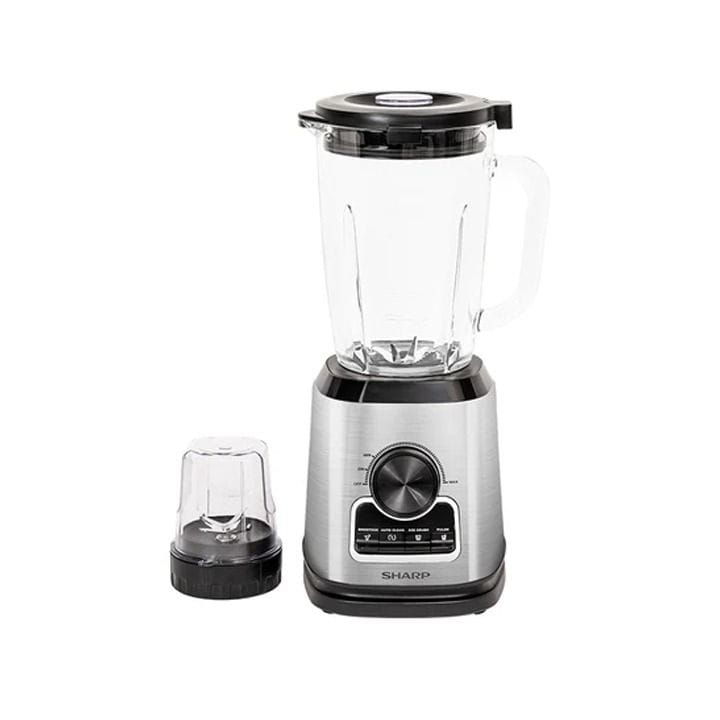 Sharp 1000W Electric Blender With Dry Grinder And Glass Jug, 1.75L Capacity, Stainless Steel Blades - Black/Silver - EM-TX81-S3