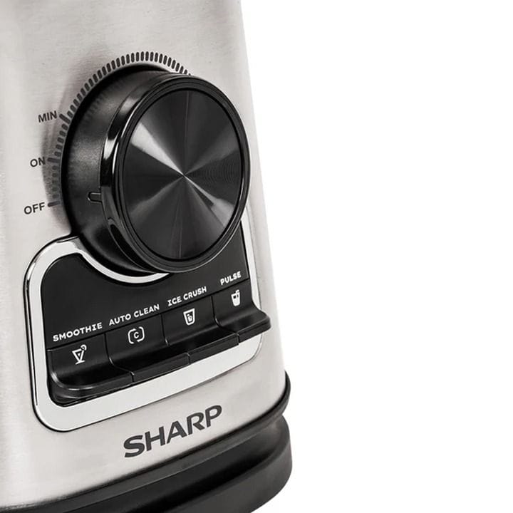 Sharp 1000W Electric Blender With Dry Grinder And Glass Jug, 1.75L Capacity, Stainless Steel Blades - Black/Silver - EM-TX81-S3