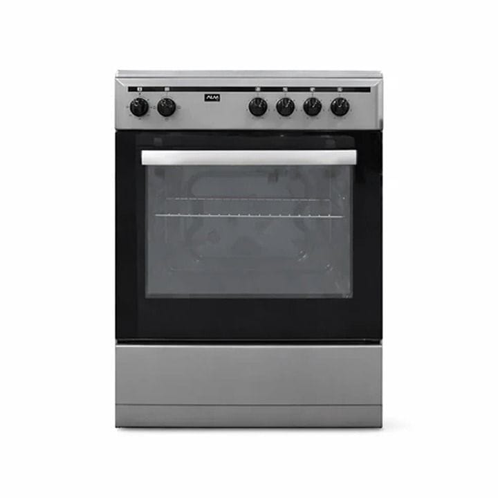 ALM Vitro Ceramic Free Standing Electric Cooker 60x60cm, 4 Hobs, Top And Bottom Heating Elements, Grill Function, 6 Cooking Functions - Silver - ALM-6060CS