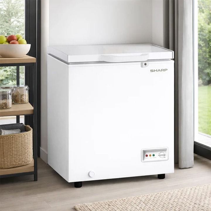 Sharp Chest Freezer 130L, Fast Freezing Function, Mechanical Temperature Control, A+ Energy Class - White - SCF-K130X-WH3
