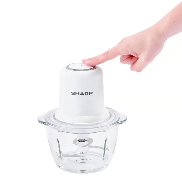 Sharp Chopper 350W 1.2L, Two-Speed Control, Four Stainless Steel Blades, Dishwasher-Safe Parts - White - EM-CP31-W3