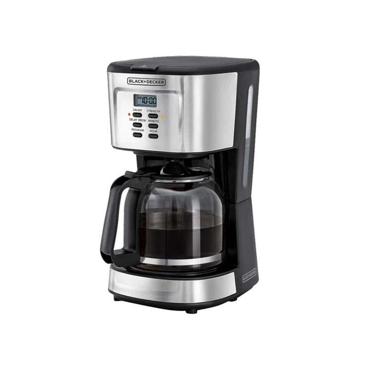 Black+Decker 900W 24-Hour Programmable Coffee Maker With 1.5L Glass Carafe, Keep Warm Feature For Drip Coffee And Espresso - Black/Silver - DCM85-B5