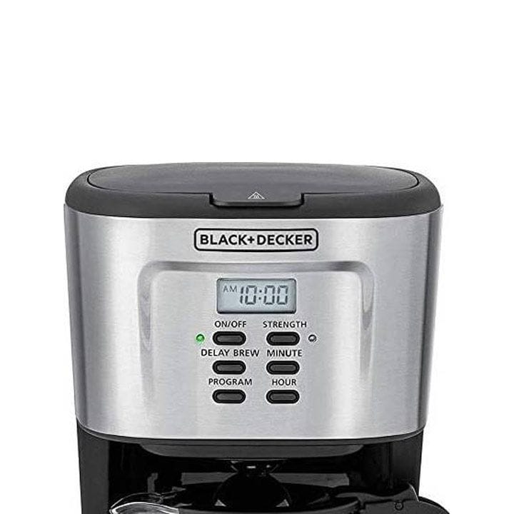 Black+Decker 900W 24-Hour Programmable Coffee Maker With 1.5L Glass Carafe, Keep Warm Feature For Drip Coffee And Espresso - Black/Silver - DCM85-B5