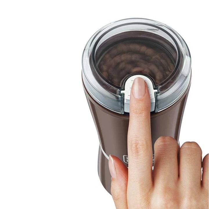Black+Decker 150W Coffee Grinder, Stainless Steel Cup And Blade, 60g Capacity, One Speed With Pulse - Brown - CBM4-B5