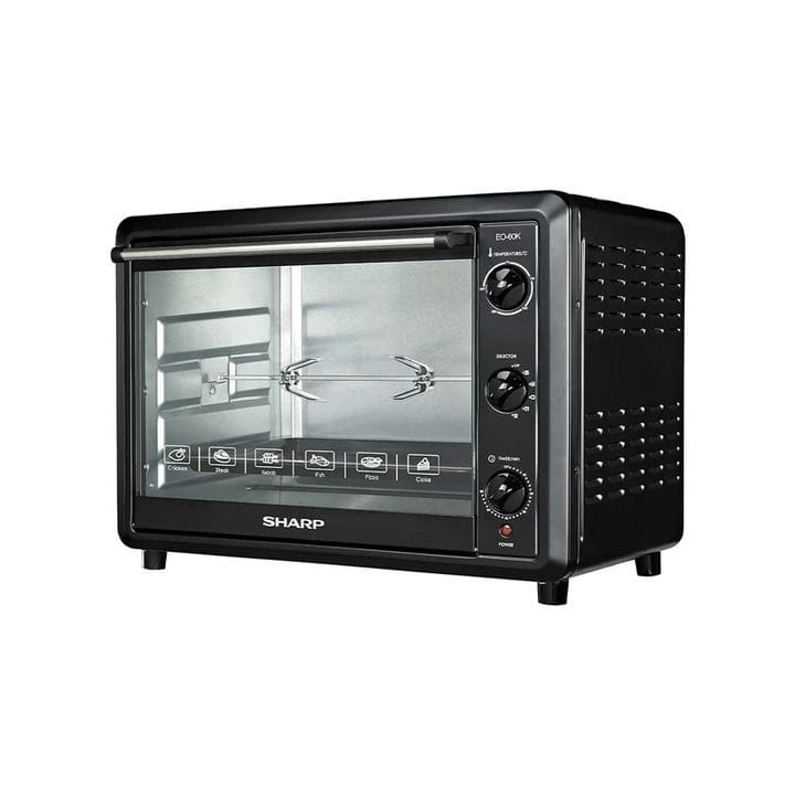 Sharp Electric Oven 60L, Convection And Rotisserie Functions, Adjustable Temperature Up To 230°C - Black - EO-60NK-3