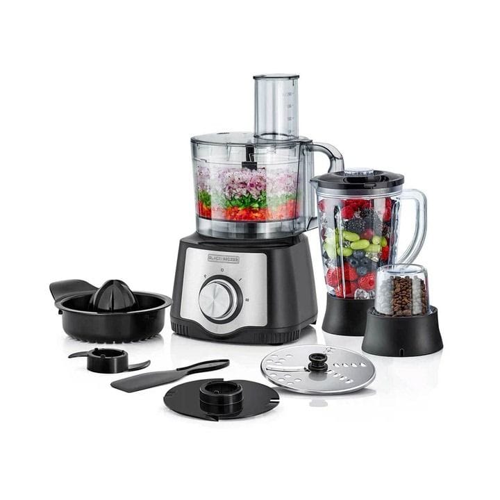 Black+Decker Food Processor With Blender And Grinder 600W, 29 Functions, Stainless Steel Blade, 2 Speeds + Pulse - Black/Silver - FX650-B5