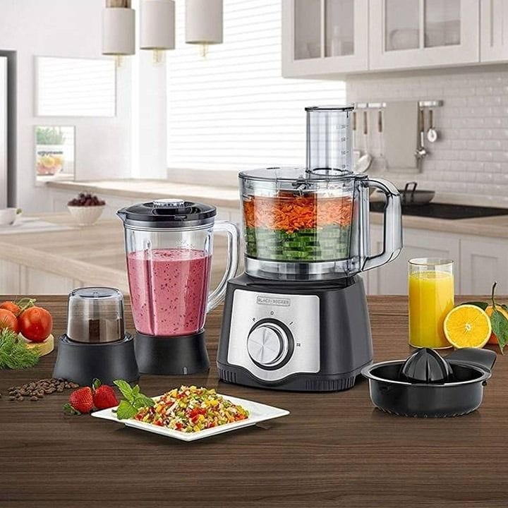 Black+Decker Food Processor With Blender And Grinder 600W, 29 Functions, Stainless Steel Blade, 2 Speeds + Pulse - Black/Silver - FX650-B5