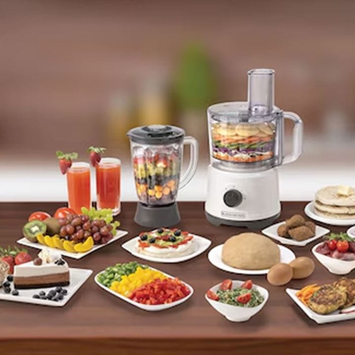 Black+Decker Multifunction Food Processor 800W, 24 Functions, 2-Speed Control With Pulse, Stainless Steel Blades - White - FX822-B5