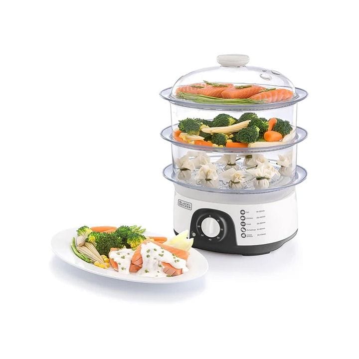 جهاز طهي بالبخار 3 طبقات بلاك+ديكر 775 واط - أبيض - HS6000-B5