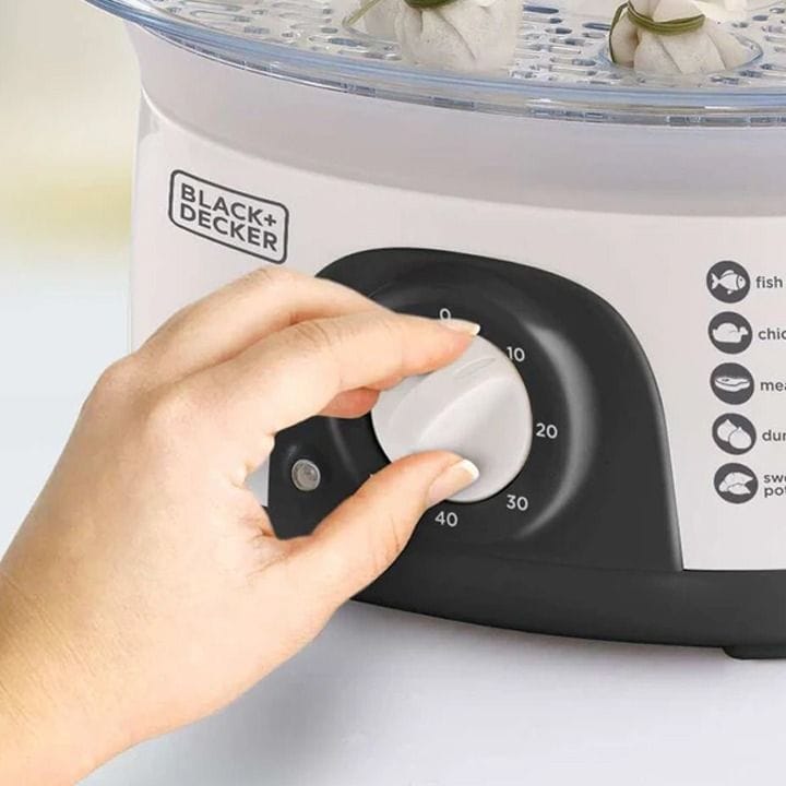 جهاز طهي بالبخار 3 طبقات بلاك+ديكر 775 واط - أبيض - HS6000-B5