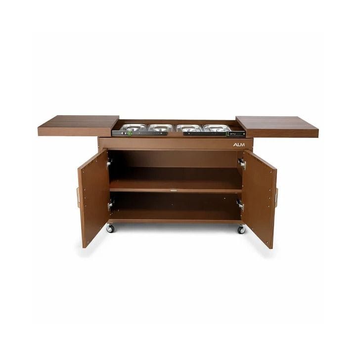 ALM 4-Plates Food Warmer And Hostess Trolley, 2 Shelves, Removable Power Cable, Elegant And Modern Design - Brown - ALM-HT402WD
