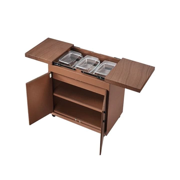 ALM 3-Plates Food Warmer And Hostess Trolley, 2 Shelves, Removable Power Cable, Elegant And Modern Design - Brown - ALM-HT3SLO
