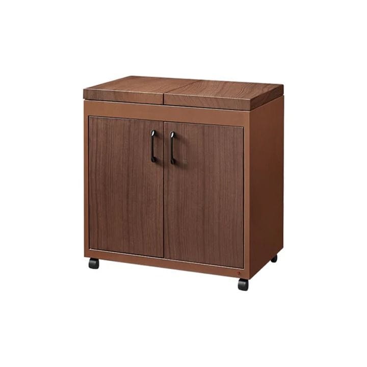 ALM 3-Plates Food Warmer And Hostess Trolley, 2 Shelves, Removable Power Cable, Elegant And Modern Design - Brown - ALM-HT3SLO