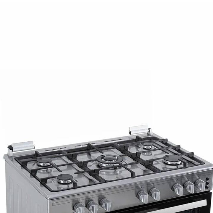 Sharp Stainless Steel Gas Cooker 5 Burners 90x60cm, Auto Cooling Fan, Self-Cleaning Catalytic Panels - Silver - GN-SS9060H-SS3