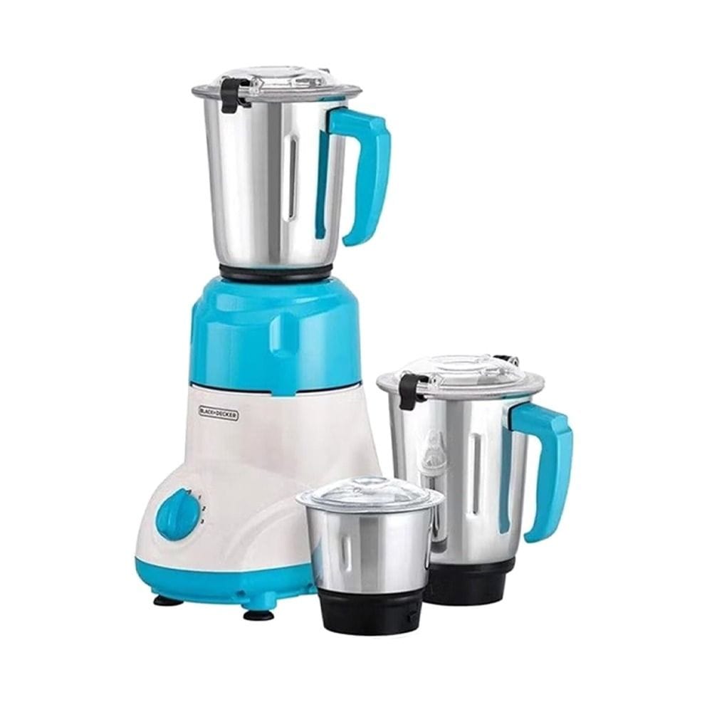 Black+Decker 3-in-1 Mixer Grinder 550W, 1.5L Capacity, Reliable Everyday Performance, Durable Stainless Steel Blades - White/Blue - MG550-B5