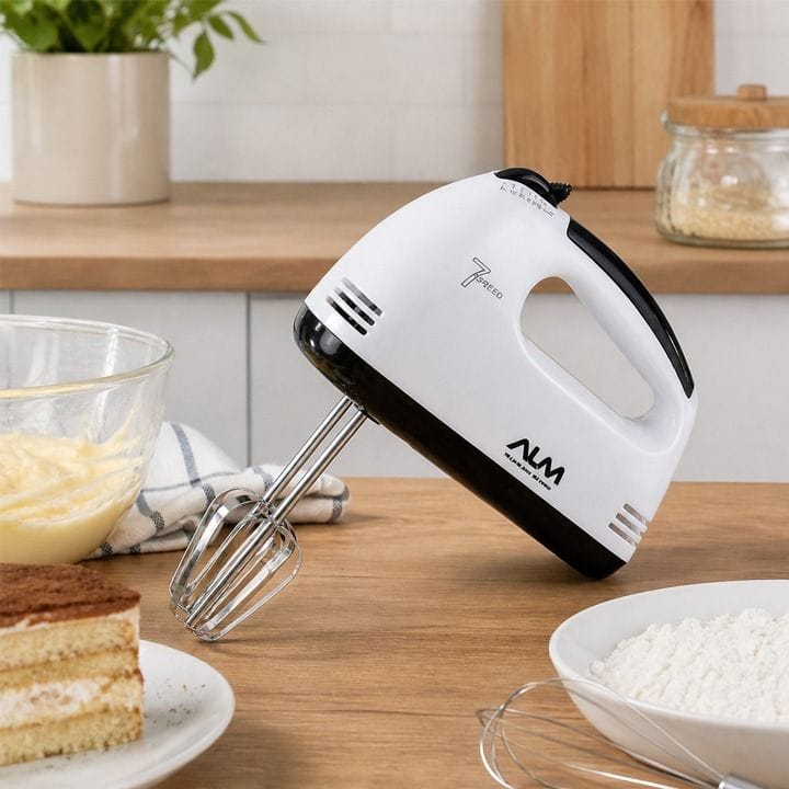 ALM Hand Mixer 100–150W, 7-Speed Settings, Compact And Lightweight Design, Reliable Performance - Black/White - ALM-HM150W