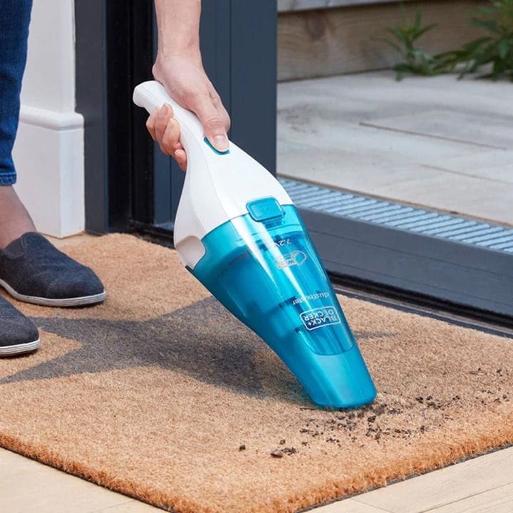 Black+Decker Handheld Vacuum Cleaner 385ml, Cordless Dustbuster, Wet And Dry Cleaning, Includes Accessories And Charging Base - White/Blue - WDC115WA-B5