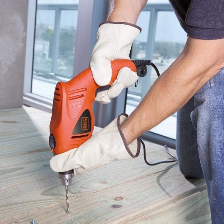 Black+Decker Hammer Drill 480W 10mm, Ultra-Compact And Ergonomic Design, Portable And Convenient, Flexible Chuck Capacity - Orange/Black - HD4810-B5
