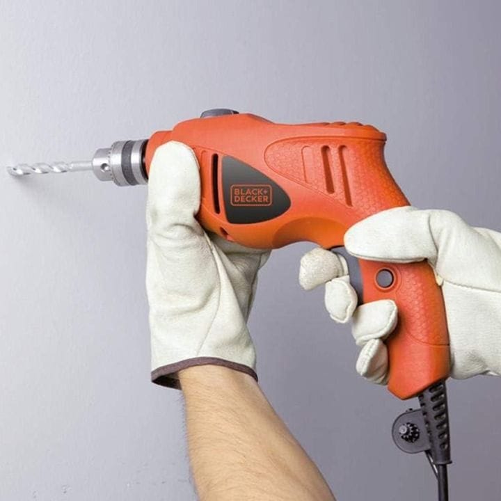 Black+Decker Hammer Drill 480W 10mm, Ultra-Compact And Ergonomic Design, Portable And Convenient, Flexible Chuck Capacity - Orange/Black - HD4810-B5