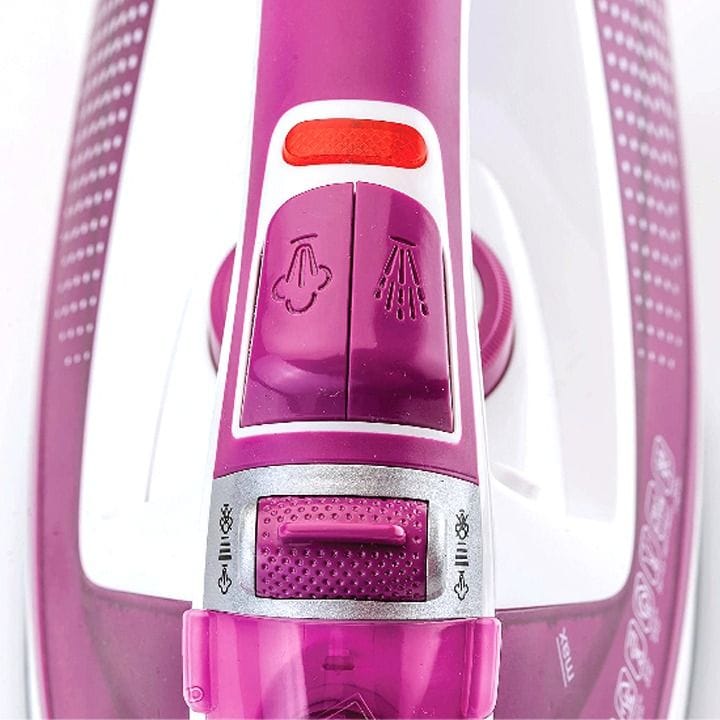 Black+Decker Steam Iron 2400W, Auto Shut-Off, Ceramic Soleplate, Variable Steam Control, Anti-Calc System, Self-Clean Function - Purple/White - X2450-B5