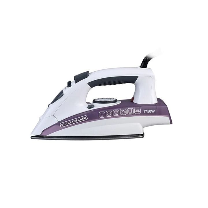 Black+Decker Steam Iron 1750W, Non-Stick Soleplate, Adjustable Steam Control, Spray And Burst Functions, Anti-Drip Safety Features - Purple - X1750-B5