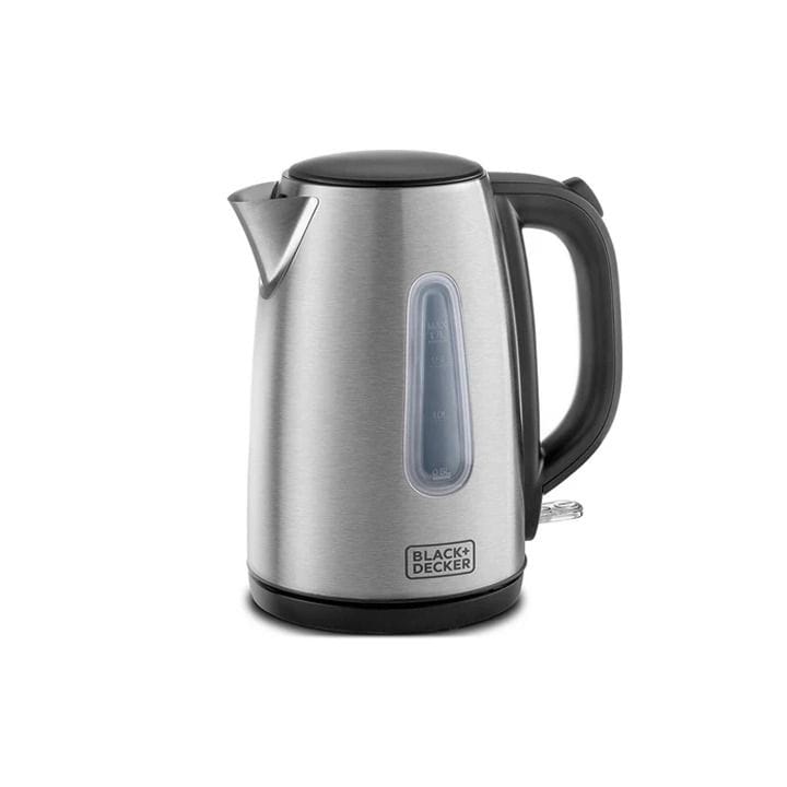Black+Decker Stainless Steel Electric Kettle 2200W 1.7L, Overheat Protection, Water Level Indicator, Ergonomic Handle - Silver/Black - JC450-B5
