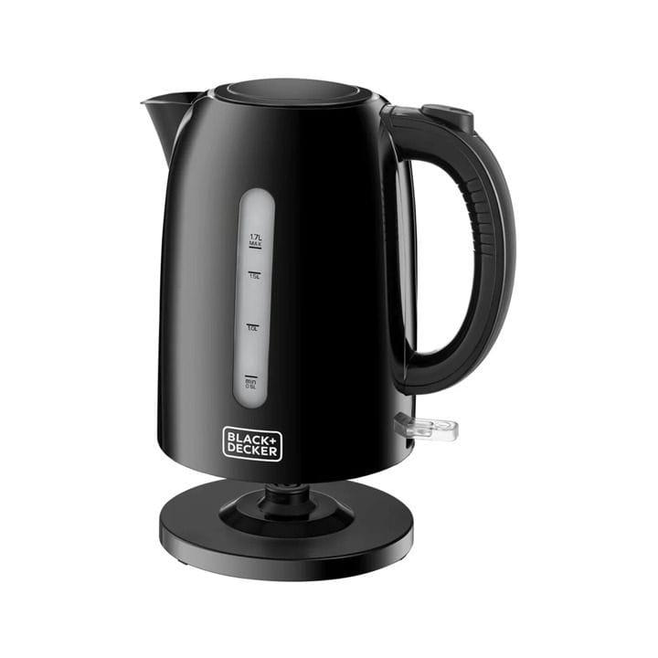 Black+Decker Plastic Electric Kettle 2200W 1.7L, Rapid Boiling, Boil-Dry Protection, Concealed Heating Element - Black - JC64-B5