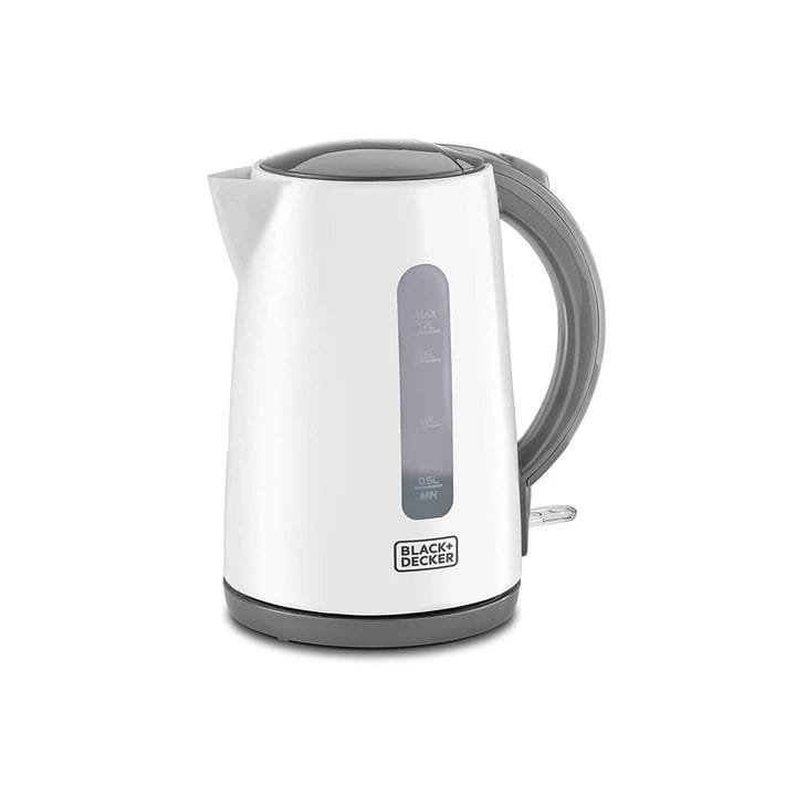 Black+Decker Plastic Electric Kettle 2200W 1.7L, Rapid Boiling, Boil-Dry Protection, Concealed Heating Element - White - JC70-B5