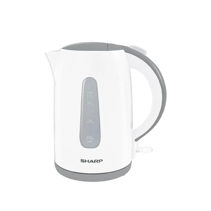 Sharp Electric Kettle 2200W, 1.7L Capacity, Water Level Indicator, Boil-Dry Protection, 360° Cordless Base - White - EK-JX17-W3