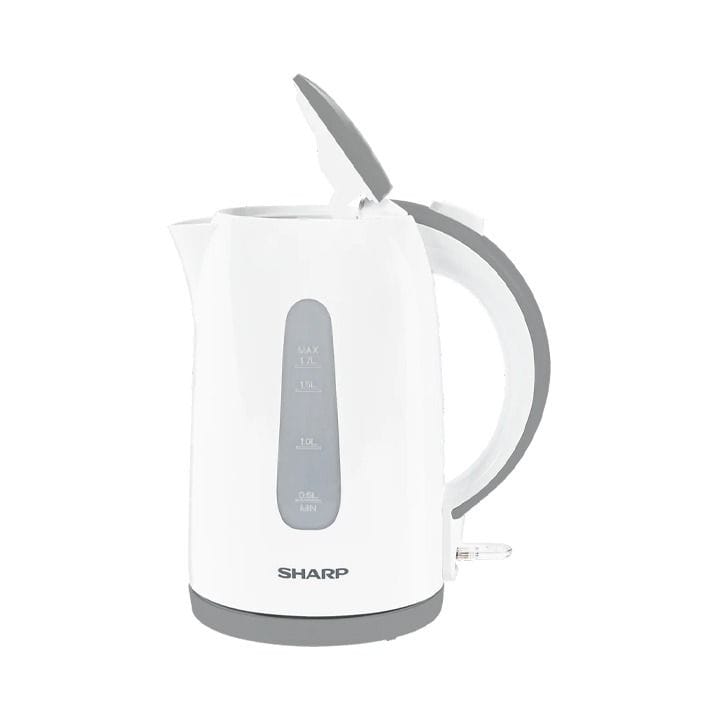 Sharp Electric Kettle 2200W, 1.7L Capacity, Water Level Indicator, Boil-Dry Protection, 360° Cordless Base - White - EK-JX17-W3