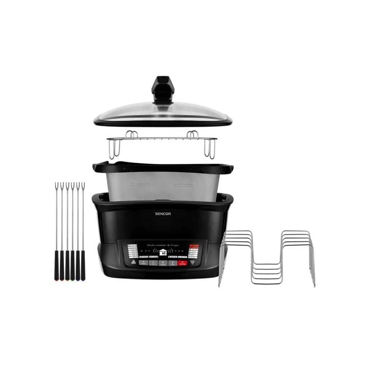 ALM Multi Cooker And Fryer 1800W 8L, Non-Stick Coating, Adjustable Temperature Control, Even Heat Distribution - Black - AL-MF18