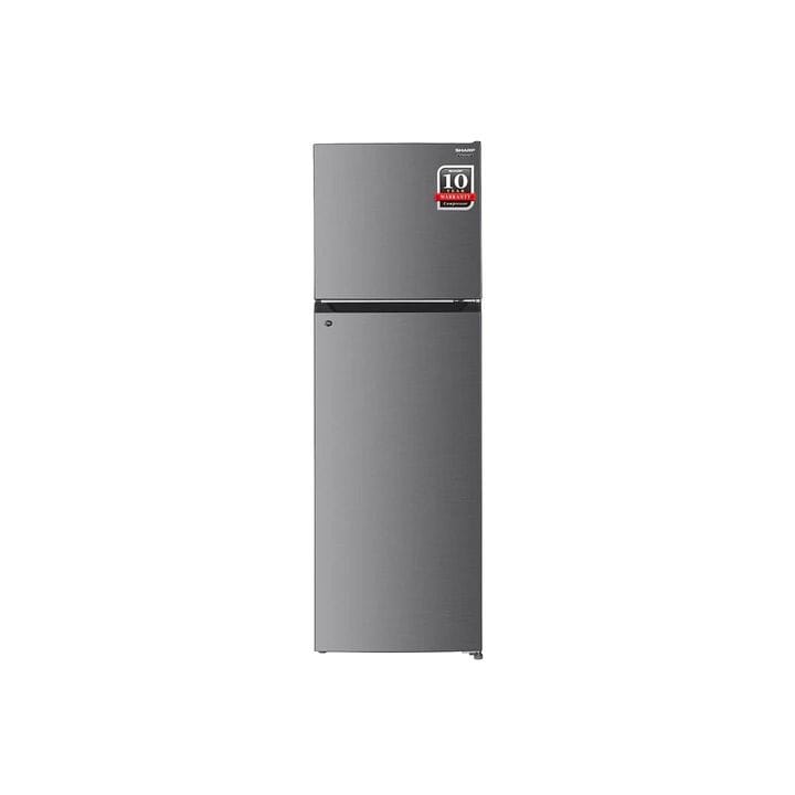 Sharp Top Mount Double Door Refrigerator 330L, No Frost Inverter, Electronic Temperature Control, Tropical Climate Class - Silver - SJ-HM330-HS3