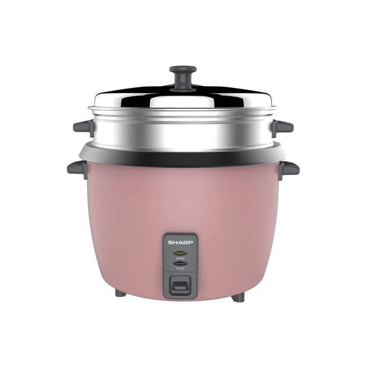 Sharp Rice Cooker 700W, 1.8L Capacity, Food Steamer, Non-Stick Inner Pot, Tempered Glass Lid - Pink - KS-H188G-P3