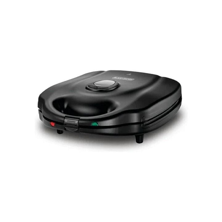 Black+Decker 4 Slice Sandwich Maker, 1400W Power, Multifunction Non-Stick Coated, 180° Flat Grill Mode - Black - TS4130-B5