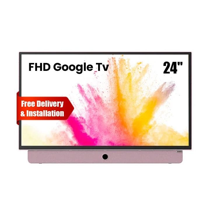 تلفزيون سكاي وورث محمول ذكي Full HD مقاس 24 بوصة، بطارية مدمجة (حتى 3 ساعات)، تصميم خفيف، اتصال ذكي - وردي - 24LP60G-P