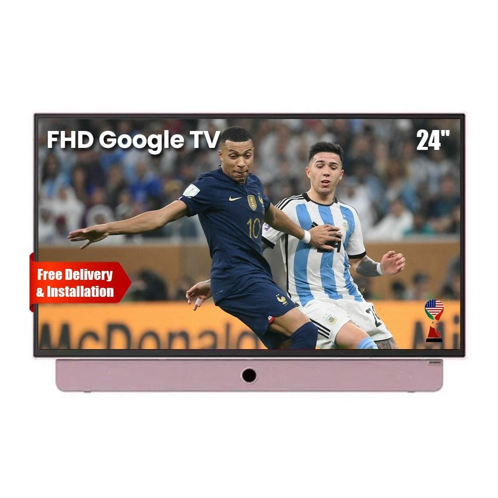 تلفزيون سكاي وورث محمول ذكي Full HD مقاس 24 بوصة، بطارية مدمجة (حتى 3 ساعات)، تصميم خفيف، اتصال ذكي - وردي - 24LP60G-P