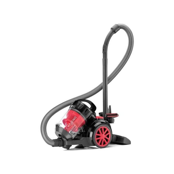 مكنسة بلاك+ديكر 1600W، أداء شفط قوي، تحكم بالسرعة، تقنية متعددة الإعصار - أحمر/أسود - VM1680-B5