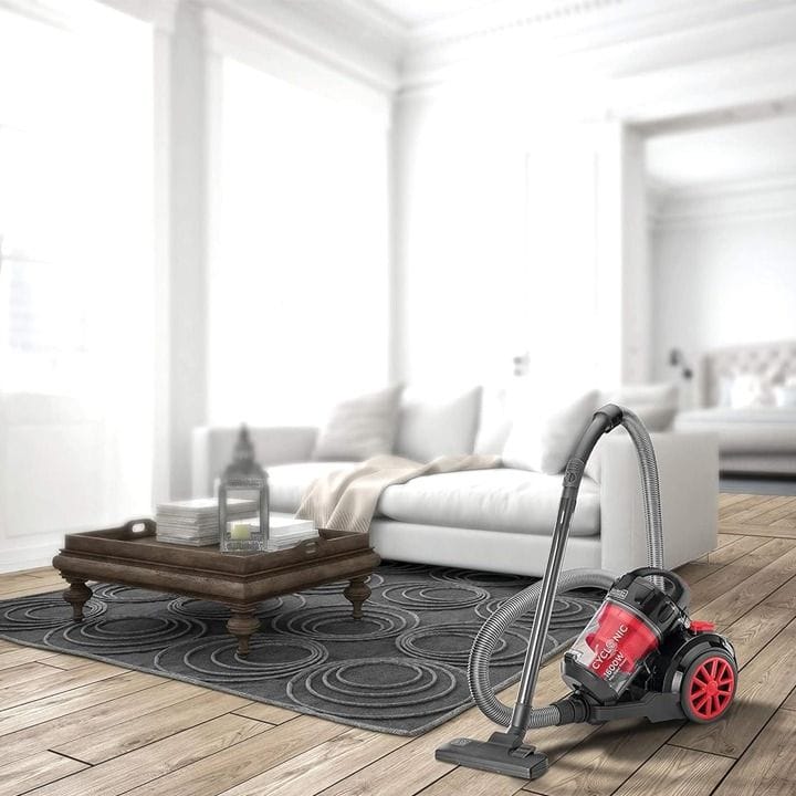 مكنسة بلاك+ديكر 1600W، أداء شفط قوي، تحكم بالسرعة، تقنية متعددة الإعصار - أحمر/أسود - VM1680-B5