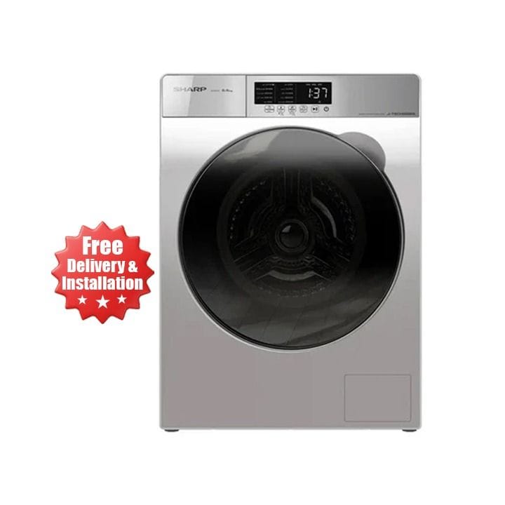 Sharp Front Load Washing Machine 7Kg, J-Tech Inverter Technology, Tilted Control Panel, Child Lock - White - ES-FE700KJZ-W