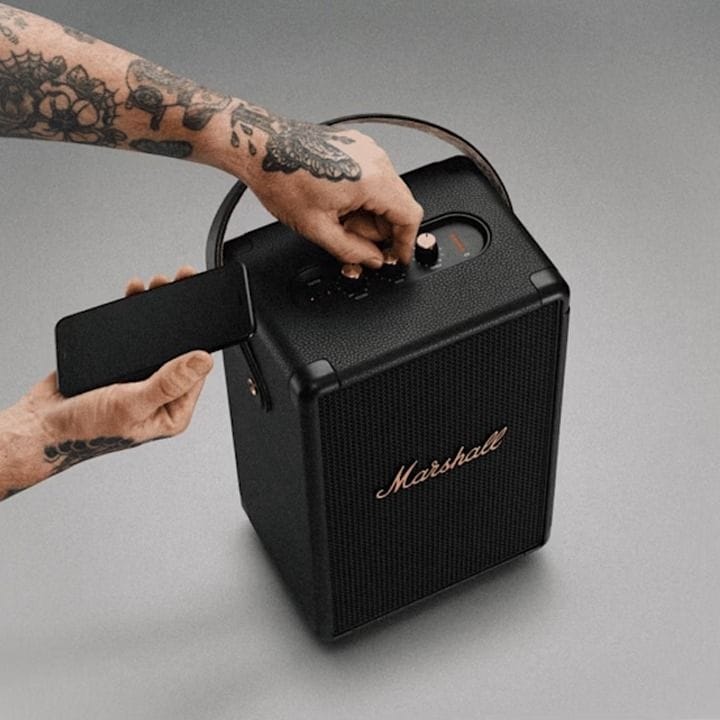 Marshall Tufton Portable Bluetooth Speaker 80W Multi-Directional Sound IPX2 Water Resistant 20+ Hours Playtime | Black & Brass-1006130