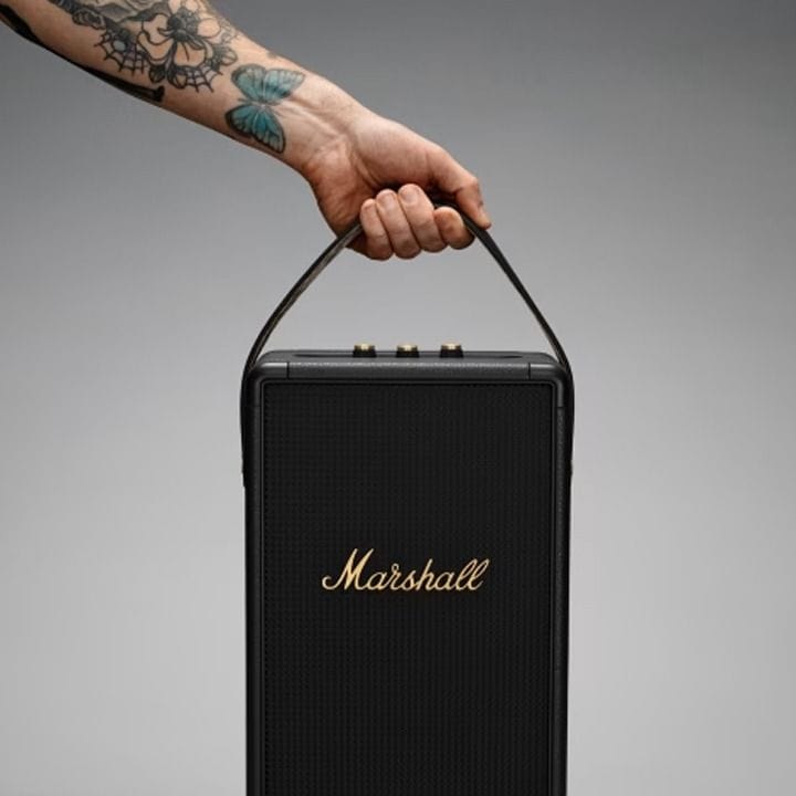 Marshall Tufton Portable Bluetooth Speaker 80W Multi-Directional Sound IPX2 Water Resistant 20+ Hours Playtime | Black & Brass-1006130