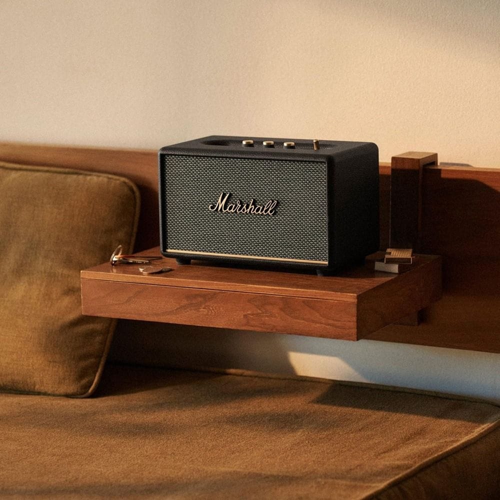 Marshall Acton II Bluetooth Speaker 60W Compact Powerful Sound aptX Bluetooth Multi-Host Connectivity Analog Controls | Black-1002480