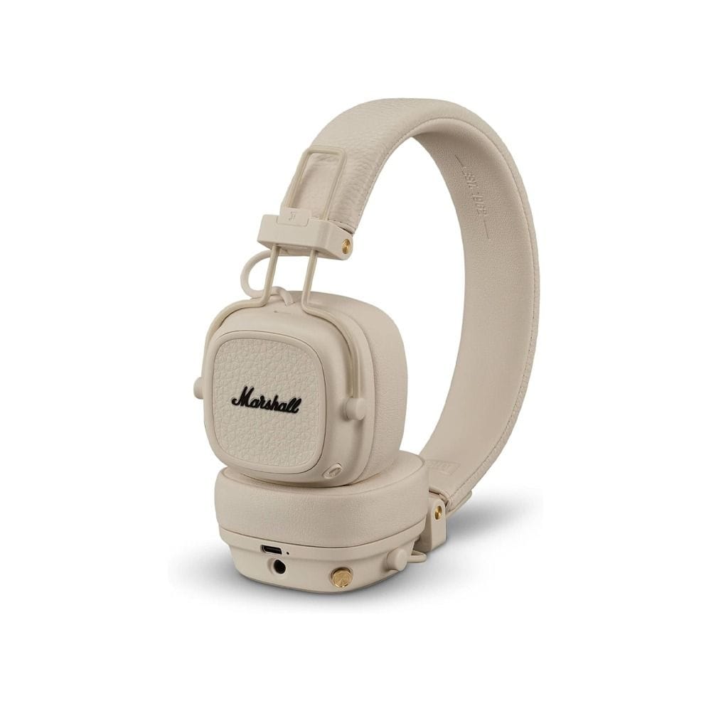 Marshall Major V Wireless Headphones 100H Playtime Bluetooth LE Audio Customizable M-Button Fast Charging Foldable Design | Cream-1006833