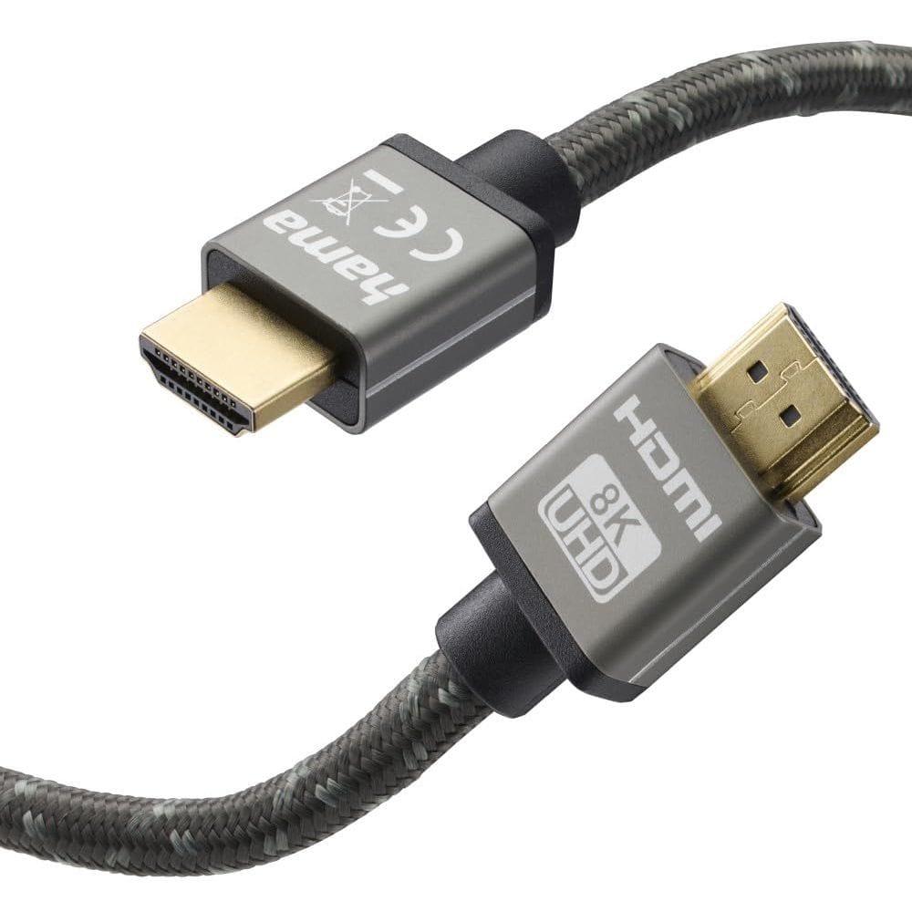 Hama Ultra High Speed HDMI Cable 2.0m 8K Certified, HDMI Plug to Plug, Metal Connector, High Dynamic Range Support | Black/Grey - 205239