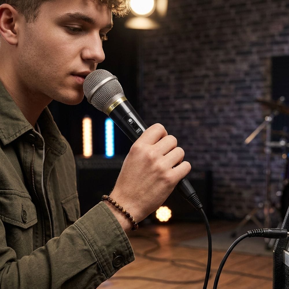 Hama DM 60 Dynamic Microphone Wired Vocal Mic, Unidirectional Sound Pickup, Durable Handheld Design for Karaoke & PA Systems | Black - 46060