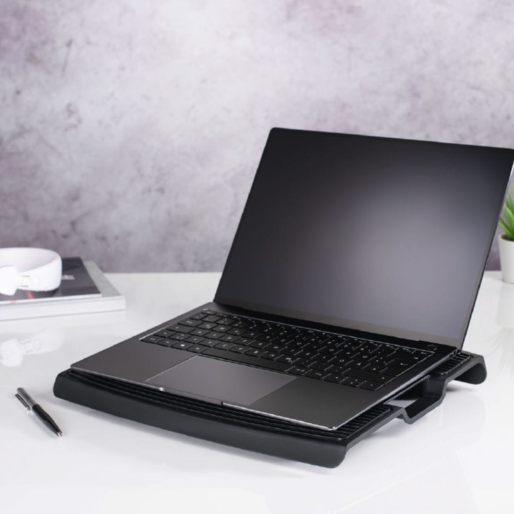 Hama Wave Notebook Cooler Ergonomic Laptop Cooling Pad, Quiet USB-Powered Fan, Adjustable Tilt Design | Black - 53049