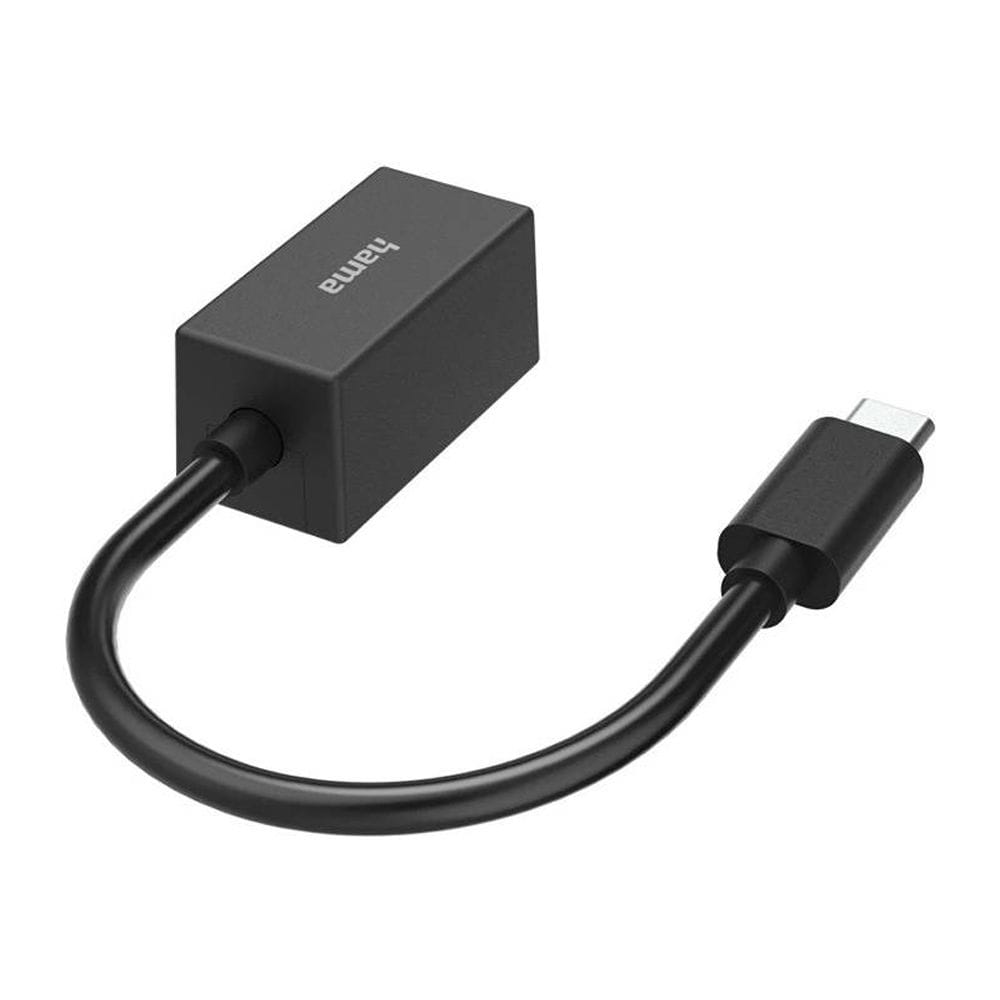 Hama USB-C Network Adapter Gigabit Ethernet LAN Socket, High-Speed Wired Internet, Plug & Play Connectivity | Black - 200322