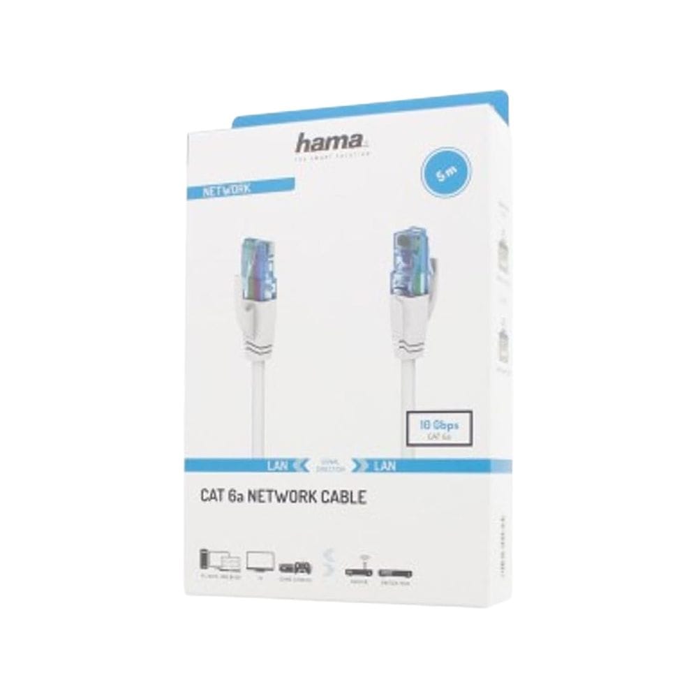 Hama CAT 6A Network Cable 5.0m 10Gbit/s U/UTP Ethernet LAN, High-Speed Stable Data Transfer | White - 200676
