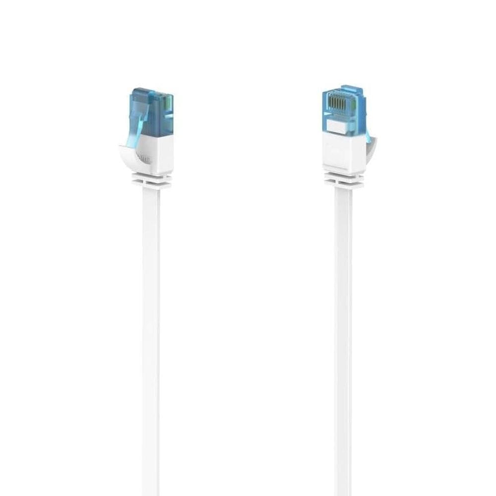 Hama CAT 6A Flat Network Cable 10.0m 10Gbit/s U/UTP Ethernet LAN, Space-Saving Flexible Design | White - 200686